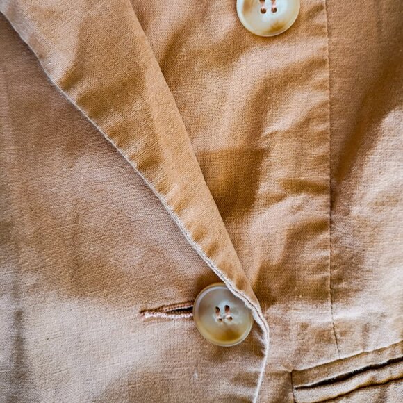 ASOS Camel Double Breasted Blazer | Longline Linen Blend Jacket Size US 2 - Picture 4 of 5